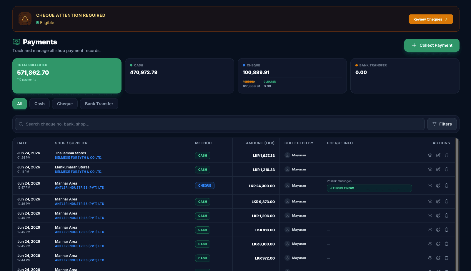 Distribution Payment Management System - View 3