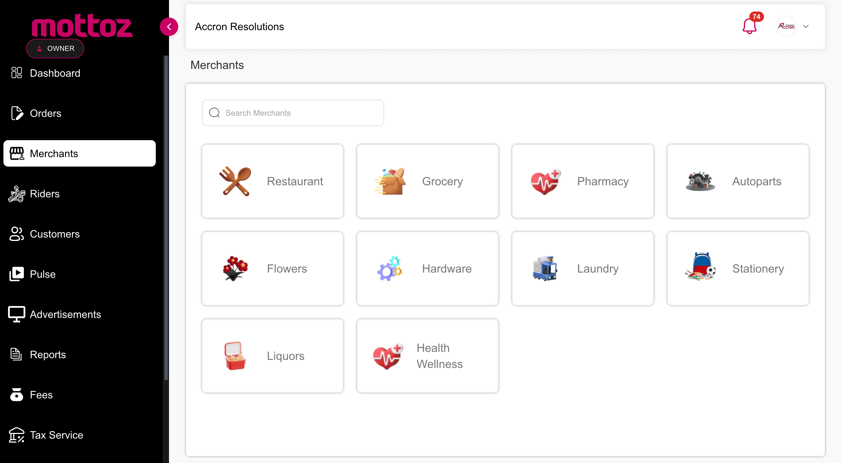 MOTTOZ Admin Dashboard - View 2