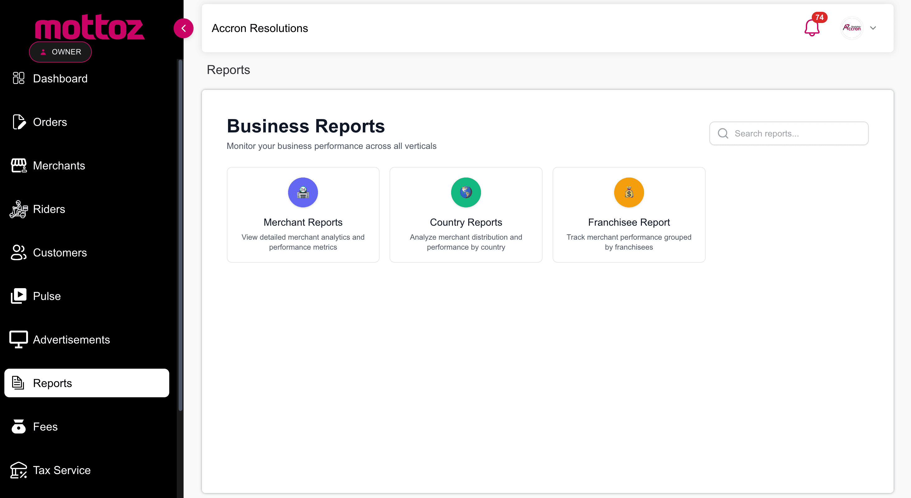 MOTTOZ Admin Dashboard - View 3