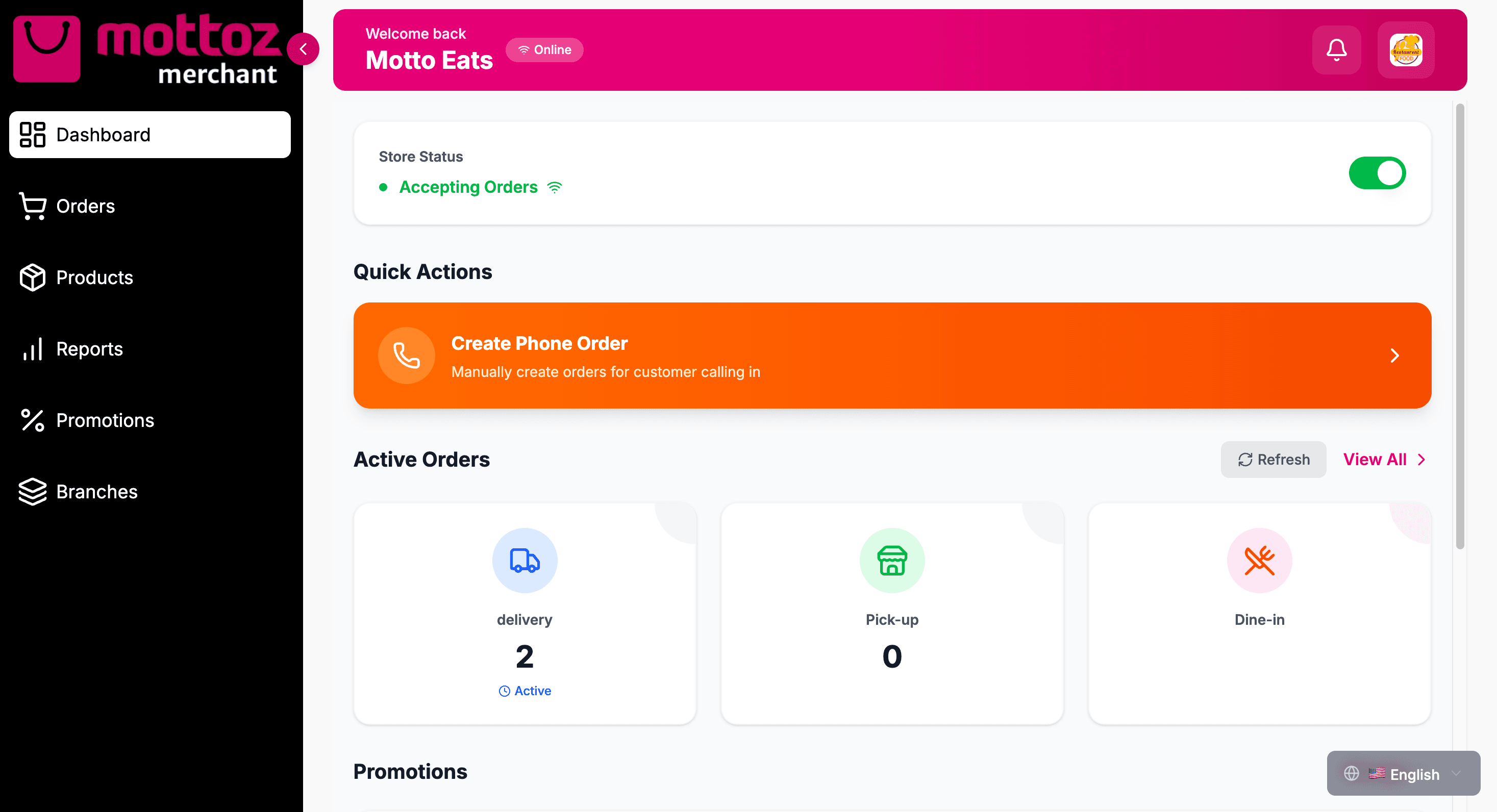 MOTTOZ Merchant Dashboard