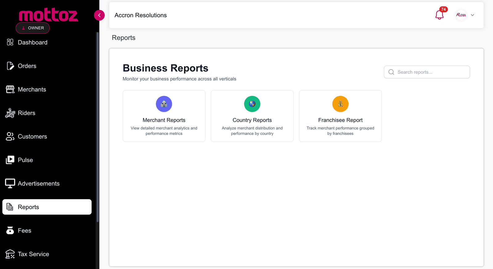 MOTTOZ Admin Dashboard - View 3