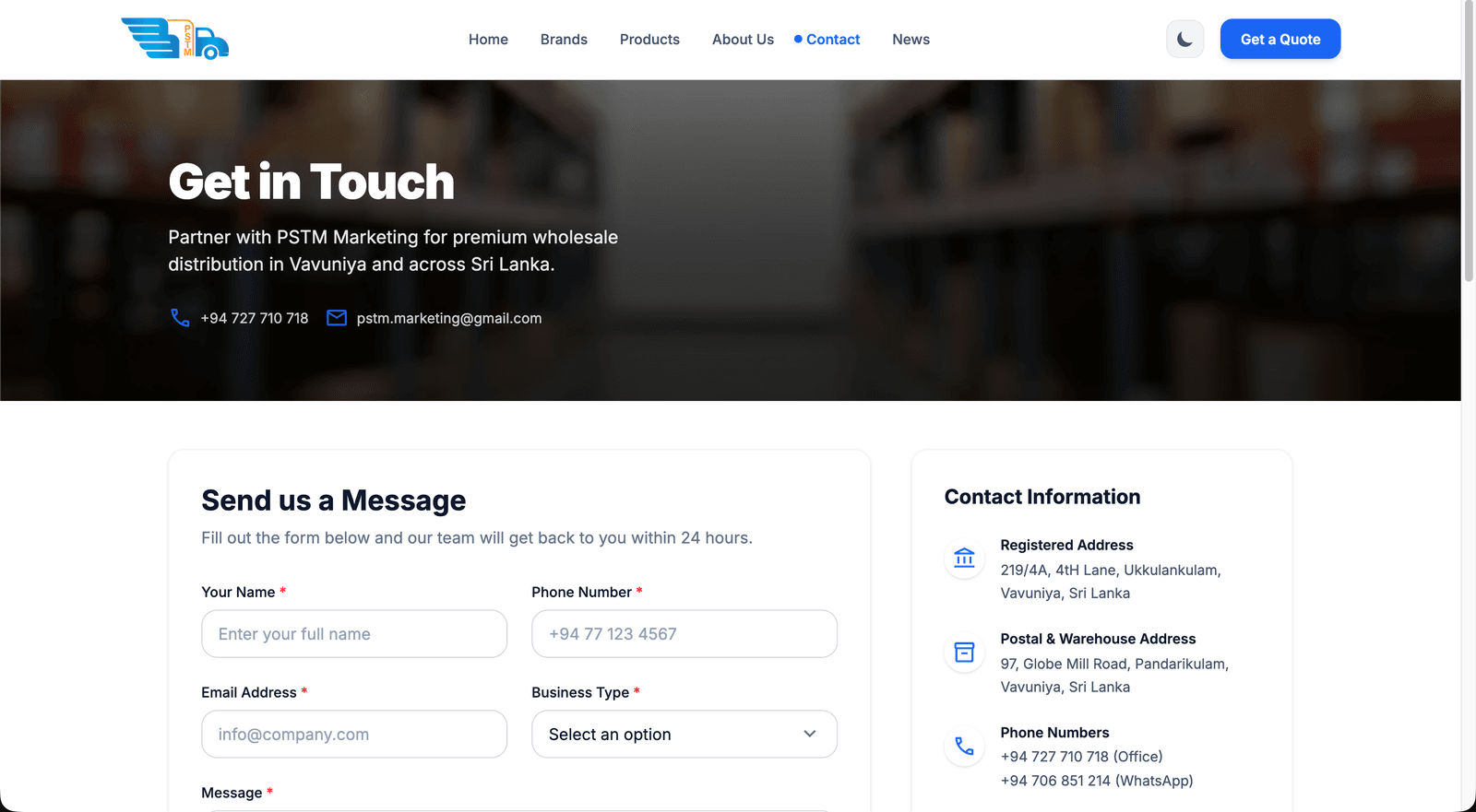 PSTM Marketing Website - View 3